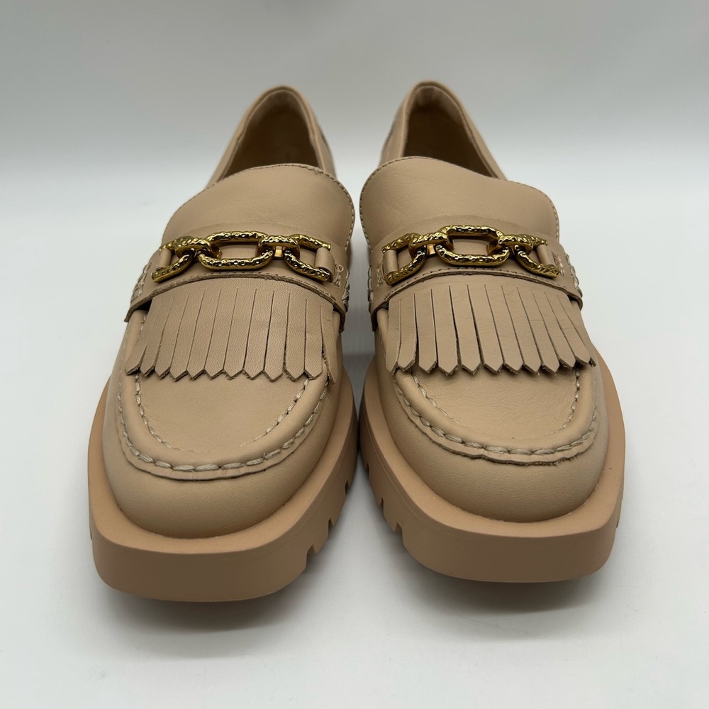 Dolce Vita ERNA Loafers Light Blush Leather Gold Chain Fringe 9.5 New With Box - Picture 6 of 11